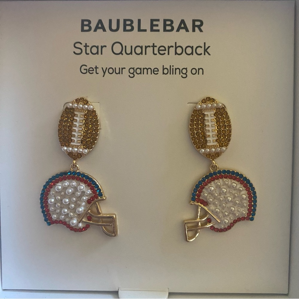BaubleBar Gold Football Helmet Drop Earrings NWT - Picture 4 of 5